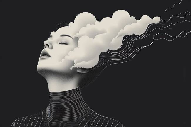 複雑な感情を描いた抽象的な肖像画 コンセプチュアルアートピース AI画像 38 110608471